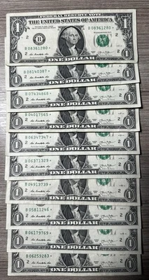 2013 $1 FEDERAL RESERVE STAR NOTES 10 TOTAL CIRCULATED VF+ DUPLICATE MATCH??? - Image 1 of 3