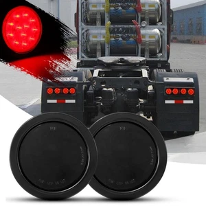 Pair 4" inch Red LED Tail Lights Reverse Backup Smoked Black for Truck Trailer - Bild 1 von 12