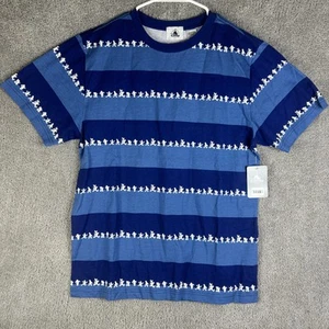 Disney Shirt Mens Medium Blue Striped Seven Dwarfs Snow White Dwarf Movie Tee - Picture 1 of 11