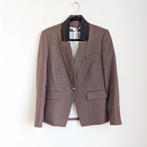 Giacca blazer Veronica barba upcollar pied de poule Dickey nuovo con etichette in multi, taglia 6 - Foto 1 di 13