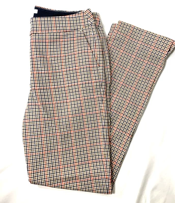Boden Pant Womens Petite 4 Blue Plaid Classic Chino Cotton Stretch Ankle 28x28 - Image 1 of 4