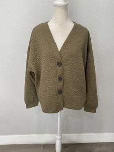 Madewell Flower Puff Jacquard Crop Cardigan Sz Large NEW - Picture 1 of 8