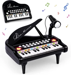 Nicknack Baby Piano Toy 1 Year Old Toddler Musical Keyboard with Microphone Blac - Picture 1 of 12