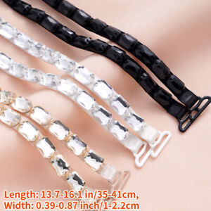 A Pair of Acrylic Crystal Bra Shoulder Strap Elastic Adjustable Detachable