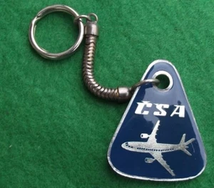 Vintage CSA Czechoslovakia Czech Airlines Airbus A310 Aircraft Chain Key Ring - Picture 1 of 2