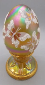 Fenton HP Amber Carnival Egg on Stand Paperweight-Limited Edition #1996/2500 - Picture 1 of 5
