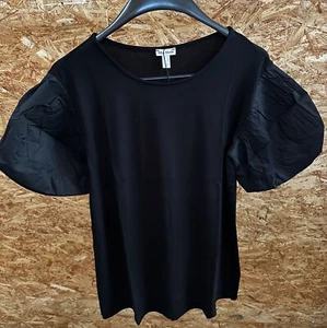 Alba Moda Shirt Short Sleeve Buffalo Sleeve Viscose Black Stretch Size 38 NEW - Picture 1 of 3