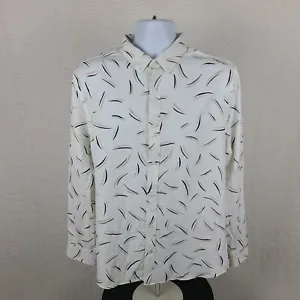 Express Performance Dress Shirt Mens Large White Geometric Slim Fit Button Up - Picture 1 of 10