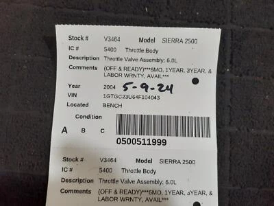 Used Fuel Injection Throttle Body fits: 2004 Gmc Sierra 2500 pickup Throttle Val - Изображение 1 из 4