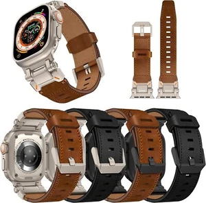 Leather Strap Sport Bands Metal Connector for Apple Watch Ultra Band 49/45/44mm - Imagen 1 de 51