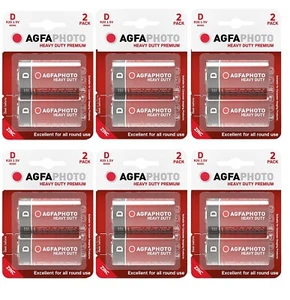12 X AGFA ZINC D SIZE CARBON BATTERIES R20 1.5V EXPIRY MN1300 LR20 LONG EXPIRY - Picture 1 of 1
