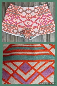 Judith March Geometric Art To Wear Boho Retro Festival Pull-On Short Sz Large - Picture 1 of 12