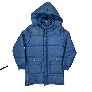 Vintage Sears Outerwear Men's Parka Coat Jacket Hooded Blue Size 38 Tall - Picture 1 of 11