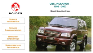 HOLDEN JACKAROO UBS 1998-2003 MANUAL DE SERVICIO DE REPARACIÓN CDROM - Imagen 1 de 3