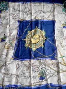 Golden Dragon Silk Scarf Large 33 X 35” Map Nautical 1595 Map Of Japan - Picture 1 of 5