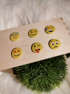 6er Set - Smiley 3 - Buttons, Kühlschrankmagnete, Saugnapf,Kleidermagnet - Bild 1 von 1