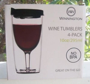Vasos de vino aislados WINNINGTON 10 OZ 4 COLORES tapa a presión NUEVO EN CAJA NUEVO EN CAJA - Imagen 1 de 4