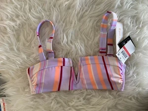 Hula Honey Juniors' XS Swim Top Lilac Blue Esplanade Striped Swimwear  - Picture 1 of 4