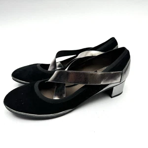 Sesto Meucci Women's 11M Made in Italy Strap Black Pump Shoes Velvet Velour - Picture 1 of 9
