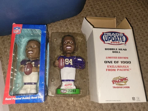 2pc lot Randy Moss bobblehead Minnesota Vikings Pacific & bobble dobble NIB Cover