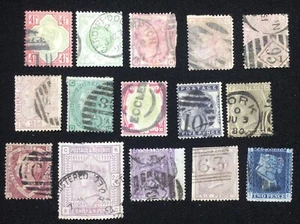 GB Victoria LOT 15 used QV Stamps - SG 46 52 69 90 92 96 141 147 169 175 206 211 - Picture 1 of 6