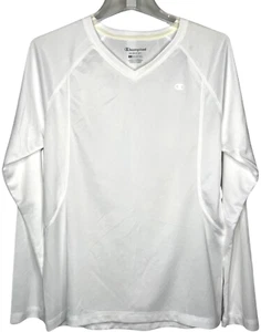 New CHAMPION DOUBLE DRY SHIRT WOMEN L WHITE LS WORKOUT REFLECTIVE NWT USPSGA - Picture 1 of 10