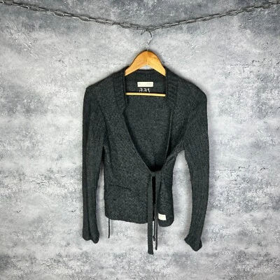 Cardigã Odd Molly Alpaca lã malha cinza escuro suéter gravata frontal tamanho 2 - Imagem 1 de 4