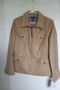 Evan Picone Beige Tan Faux Suede Jacket 18 Long Sleeve Zip  NEW - Picture 1 of 4
