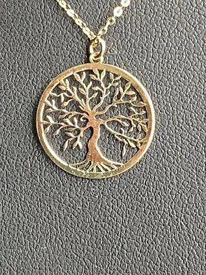 Halskette  585  Gelbgold  50 cm +  Anhänger Lebensbaum    Neu und  ungetragen !! - Bild 1 von 4