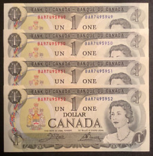 1973 CANADA 1 Dollar Consecutive Serial BAR Prefix (4 Banknotes UNC)