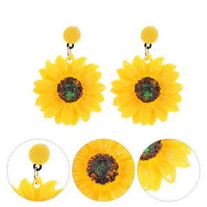 Lady Ear Ornaments Resin Decors Gold Statement Earrings Stud for Women Miss - Picture 1 of 12
