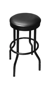 Bar Stool 24" or 29" Tall Black Matte or Glossy Metal Backless Swivel Seat Stool - Picture 1 of 5