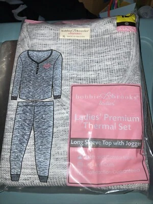Bobbie Brooks 女士高级保暖套装长袖上衣衬衫慢跑裤 XL — 第 1/4 张图片