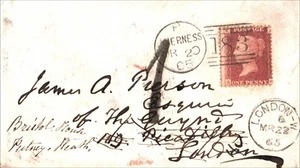 1865 QV 1d Red PL73 Inverness Duplex 183 to London Postal History - Picture 1 of 3