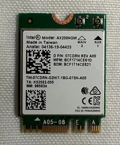 Intel WiFi 6 AX200 AX200NGW Wireless Card 802.11ax 160MHz Bluetooth 5.2 - Picture 1 of 3