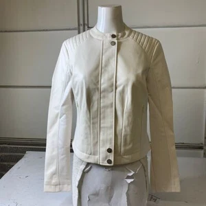 GUESS Fiammetta Faux Leather Moto Jacket Women's Size Medium White - Picture 1 of 7