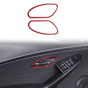 Red Soft Carbon Fiber Door Handle Frame Sticker Trim For BMW 6 Series 2004-2009 - Picture 1 of 11