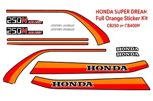 Honda CB250N CB400N Super Dream Decals, Full Sticker Kit. Orange/red - Picture 1 of 4