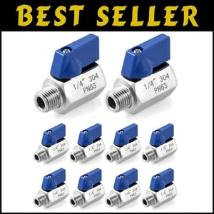 Efficient 10 Pack Mini Shut-Off Valves, 1/4" Female & Male, Stainless Steel - Picture 1 of 10