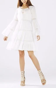 NEW BCBGMAXAZRIA SUSIE LACE INSERT TIERED BABBY DOLL DRESS YQL60E82/M655A SZ XXS - Picture 1 of 4