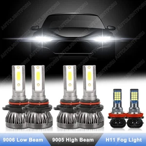 6x Combo 9005 + 9006 High Low Beam LED Headlight + H11 Fog Light Bulbs Kit 6000K - Picture 1 of 17