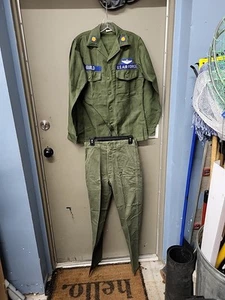 Maj USAF Vietnam Era OD Green Cotton Uniform Shirt sz14 1/2×33 + Pants sz? - Picture 1 of 11