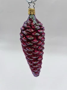 Vintage Christopher Radko roter Tannenzapfen Glas Ornament Handarbeit in Polen - Bild 1 von 7