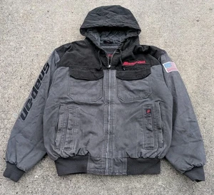 Snap On Tool Distressed Heavy Cotton Carhartt Style American Flag Spellout Large - Picture 1 of 10