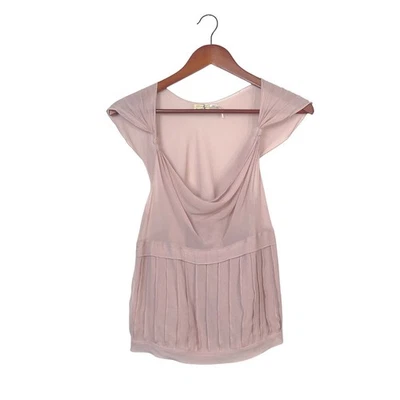 Blusa Max Studio rosa 100% seda drapeada plissada edição especial G - Imagem 1 de 4