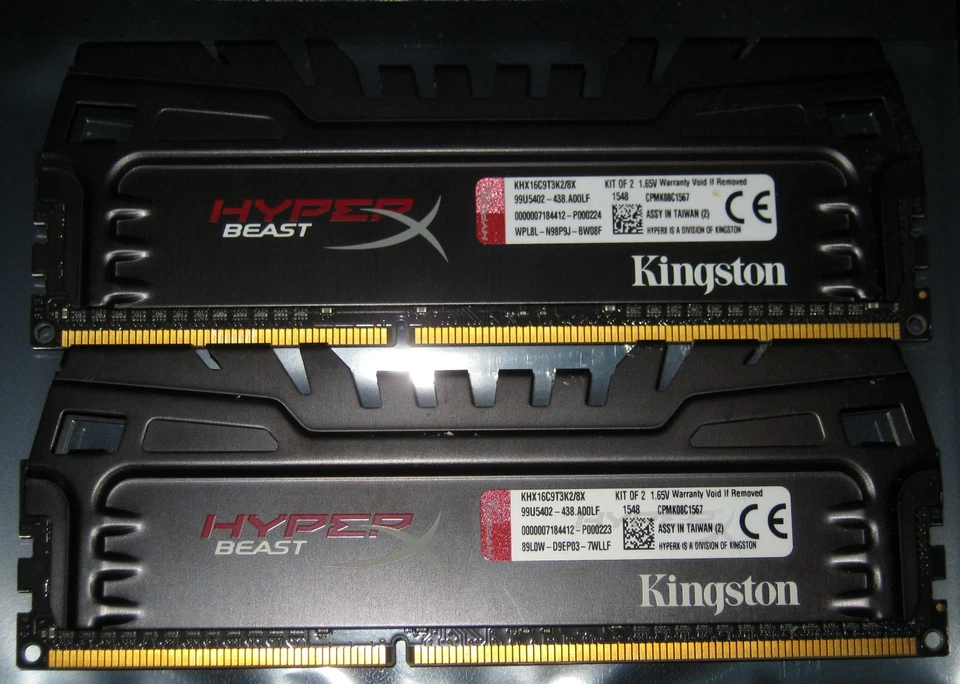 8GB KIT Kingston Beast DDR3 RAM 1600MHz PC3-12800 240-pol CL9 KHX16C9T3K2/8X - Bild 1 von 1