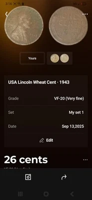 1943 P Penny Error On Copper Planchet 2.9grams / - Image 1 of 4