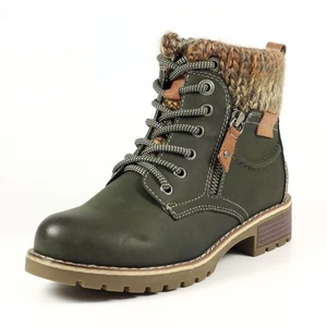 Lunar Millie GLB123 Ladies Olive Green Waterproof Zip & Lace Ankle Boots - Picture 1 of 15