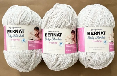 Lot (3) Bernat Baby Blanket Yarn Super Bulky Frosting Neutral/Beige Sunday Times - Image 1 of 4