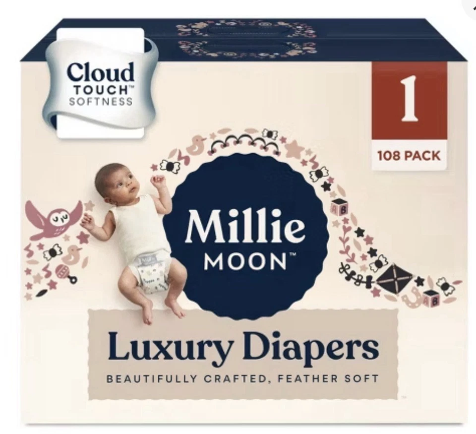 Nuevos pañales desechables Millie Moon totalmente naturales suavidad táctil nube talla 1 Foto 1 de 2